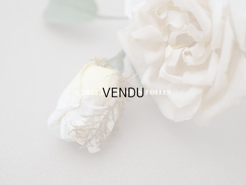 画像8: 19世紀 アンティーク 白薔薇の布花 