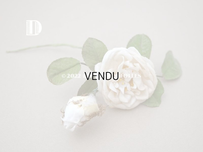 画像14: 19世紀 アンティーク 白薔薇の布花 