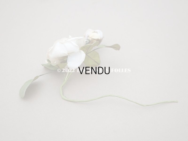 画像16: 19世紀 アンティーク 白薔薇の布花 