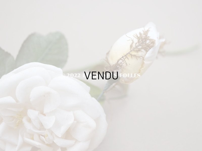 画像12: 19世紀 アンティーク 白薔薇の布花 