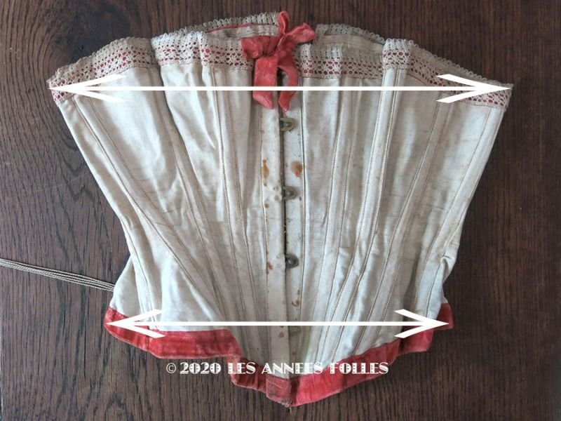 画像4: 1860年代 アンティーク コルセット シルクベルベットのリボン付き