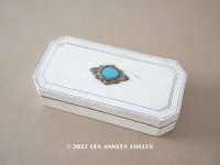 【クリスマスセール2022対象外】19世紀 ナポレオン3世時代 アンティーク お菓子箱 チョコレートボックス　 ブルーのグラスストーン