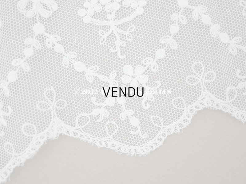 画像11: 【クリスマスセール2022対象外】アンティーク 花の刺繍入り 幅広レース 幅26.5〜28.5cm