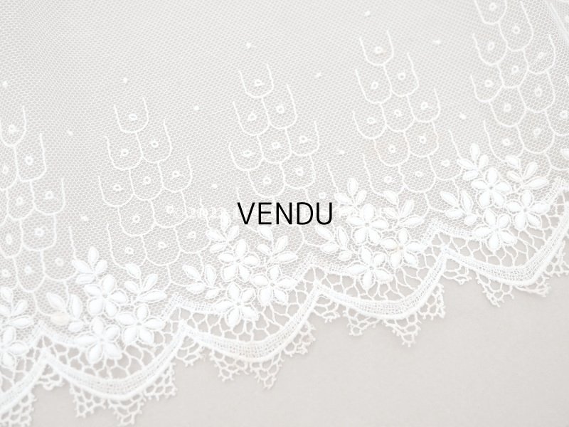 画像3: 【クリスマスセール2022対象外】アンティーク 花の刺繍入り 幅広レース   幅25.5cm