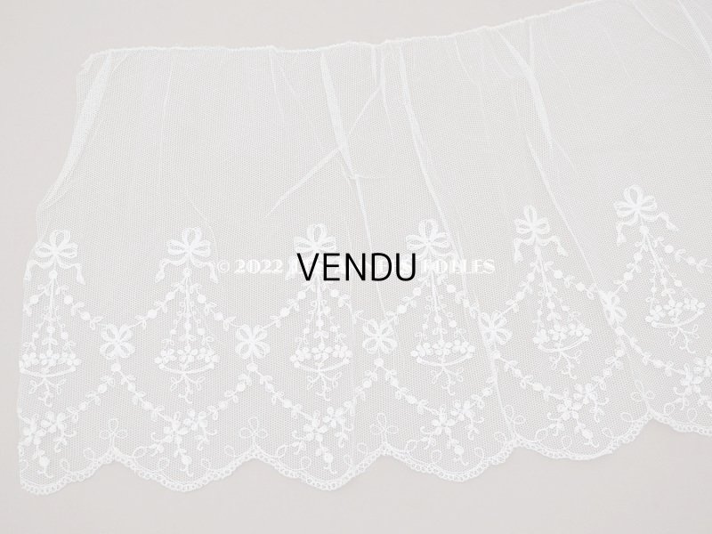 画像6: 【クリスマスセール2022対象外】アンティーク 花の刺繍入り 幅広レース 幅26.5〜28.5cm