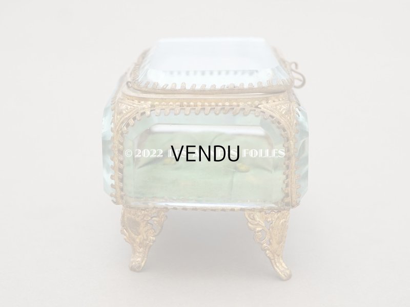 画像10: 【クリスマスセール2022対象外】19世紀末 アンティーク ジュエリーボックス グリーンのクッション ロカイユ装飾の脚