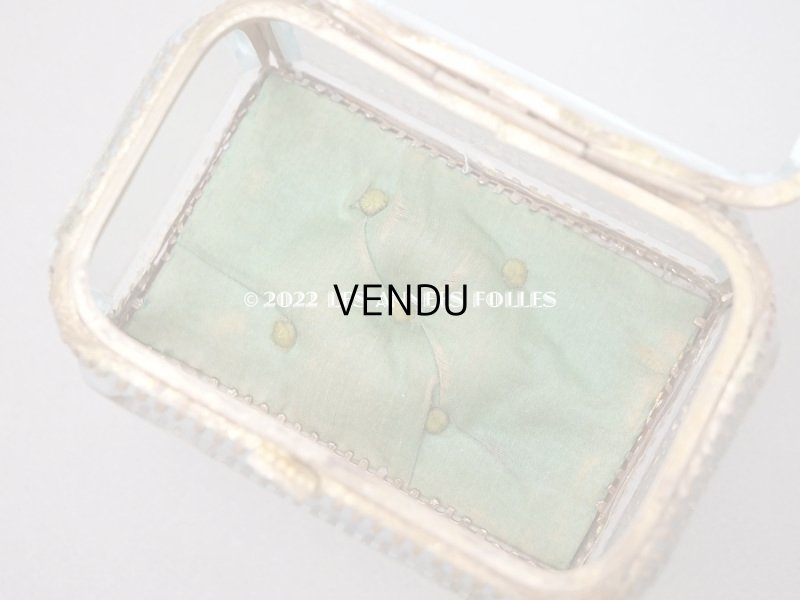 画像6: 【クリスマスセール2022対象外】19世紀末 アンティーク ジュエリーボックス グリーンのクッション ロカイユ装飾の脚