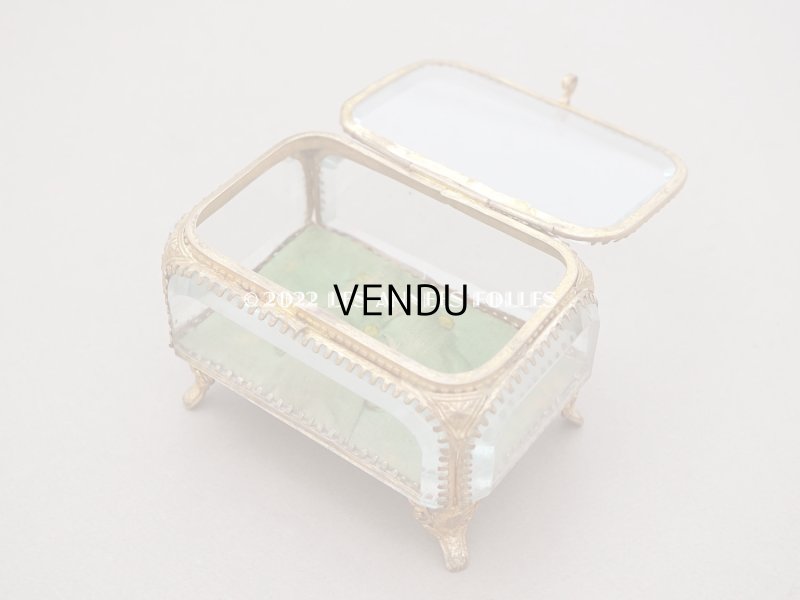 画像3: 【クリスマスセール2022対象外】19世紀末 アンティーク ジュエリーボックス グリーンのクッション ロカイユ装飾の脚