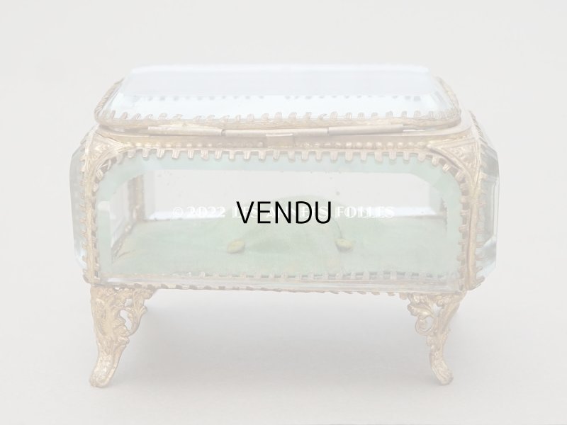 画像9: 【クリスマスセール2022対象外】19世紀末 アンティーク ジュエリーボックス グリーンのクッション ロカイユ装飾の脚