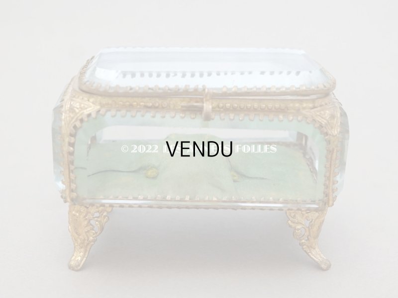 画像8: 【クリスマスセール2022対象外】19世紀末 アンティーク ジュエリーボックス グリーンのクッション ロカイユ装飾の脚