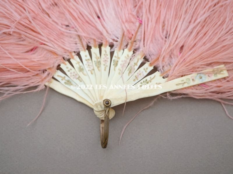 画像5: ＊蚤の市＊1900年代 アンティーク 小さな姉妹用　淡いピンクのフェザーの小さなファン 
