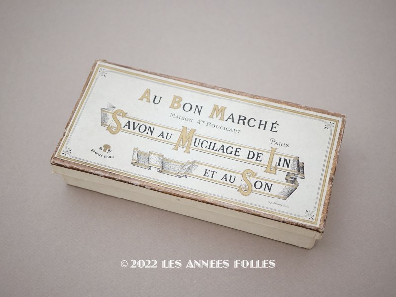 画像1: アンティーク ボンマルシェのソープボックス SAVON AU MUCILAGE DE LIN ET AU SON - AU BON MARCHE PARIS -