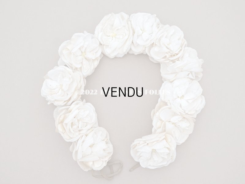 画像3: アンティーク 薔薇の布花のティアラ 花冠  オフホワイト