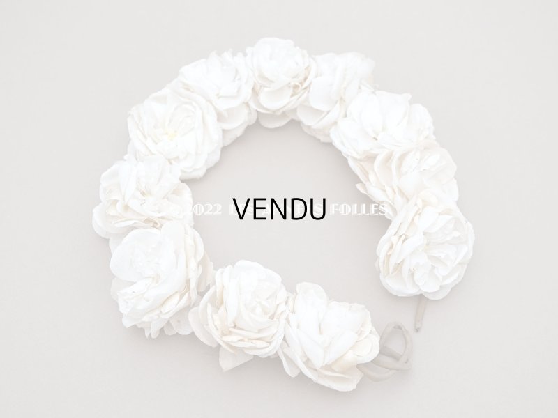 画像4: アンティーク 薔薇の布花のティアラ 花冠  オフホワイト