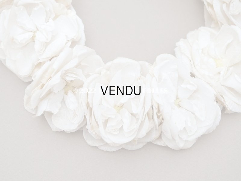 画像7: アンティーク 薔薇の布花のティアラ 花冠  オフホワイト