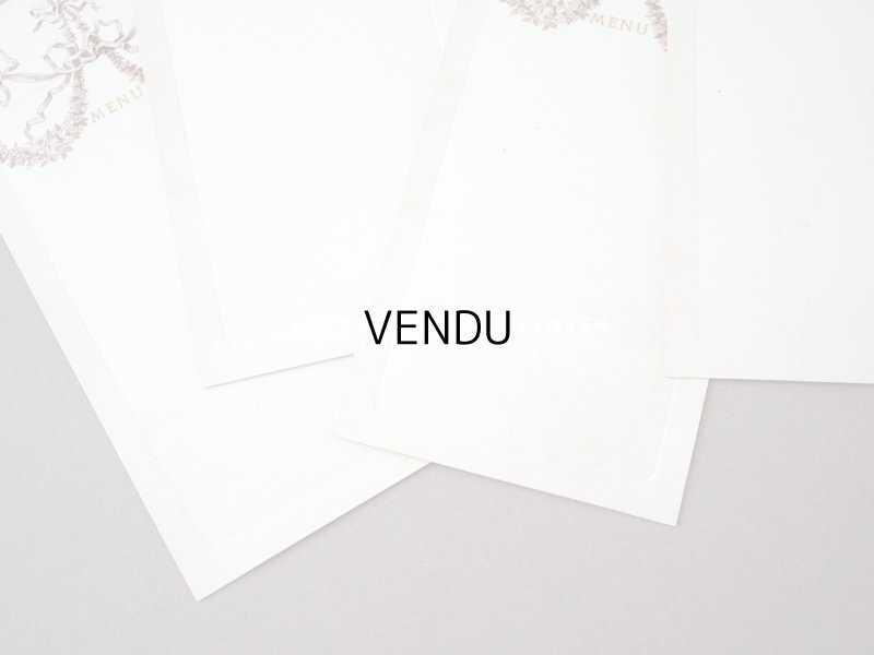 画像4: 未使用 アンティーク メニューカード 18枚セット 薔薇＆リボンのガーランド MENU ルイ16世スタイル 