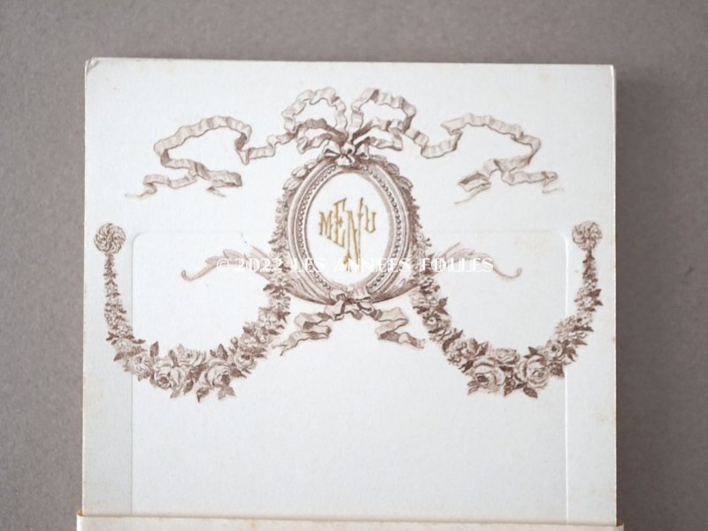 画像3: 未使用 アンティーク メニューカード 18枚セット 薔薇＆リボンのガーランド MENU ルイ16世スタイル 