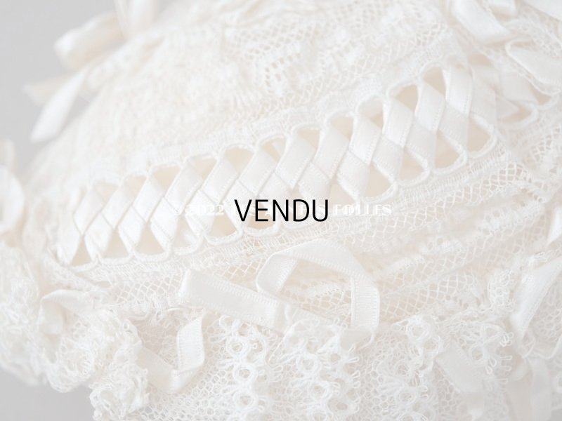 画像8: アンティーク 新品同様 バテム用　レース&フリル使いのボネ ベビー用ボネ