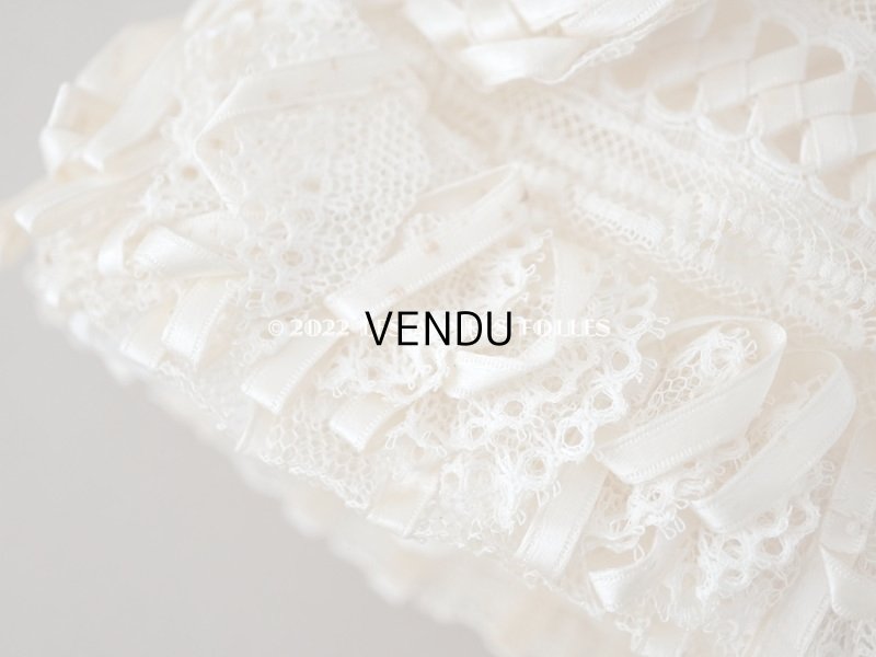 画像4: アンティーク 新品同様 バテム用　レース&フリル使いのボネ ベビー用ボネ