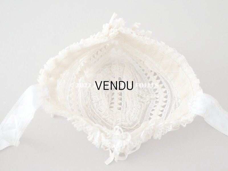画像10: アンティーク 新品同様 バテム用　レース&フリル使いのボネ ベビー用ボネ