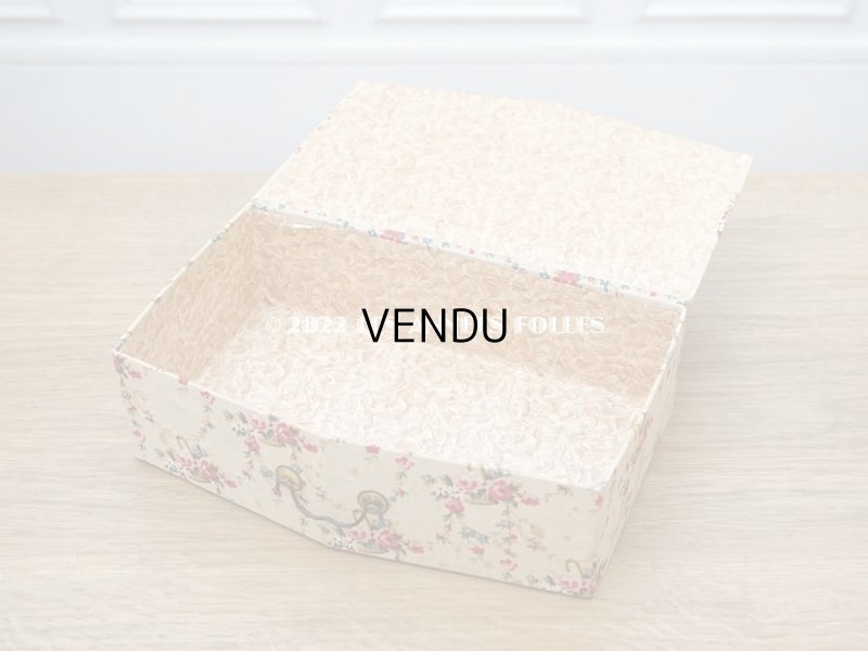 画像3: 1900年代 アンティーク  ローズパニエ＆薔薇のガーランド柄  カルトナージュボックス チェストの引き出し