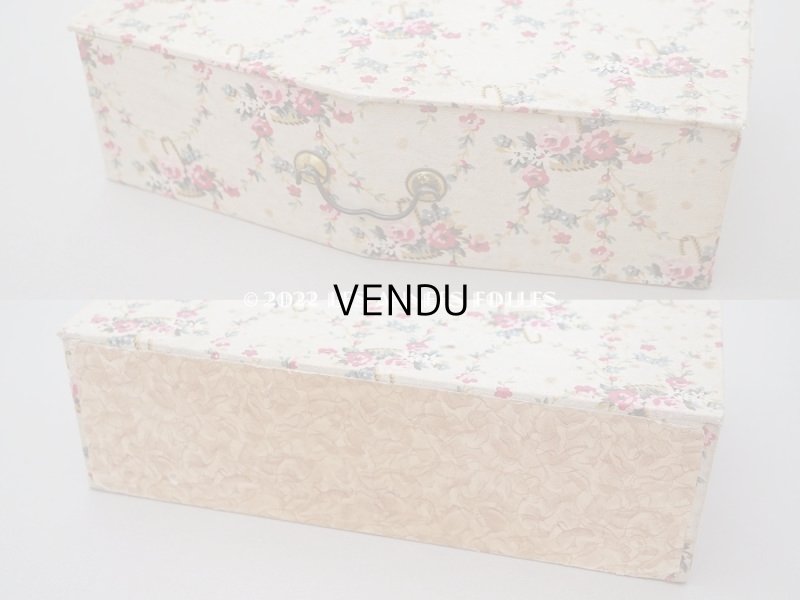 画像6: 1900年代 アンティーク  ローズパニエ＆薔薇のガーランド柄  カルトナージュボックス チェストの引き出し