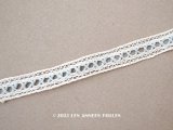 1900年代 アンティーク レース オフホワイト＆水色　3.2m 幅10mm