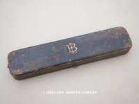 19世紀末 アンティーク イニシャル入り　本革製 ジュエリーボックス　ダークブラウン　BL