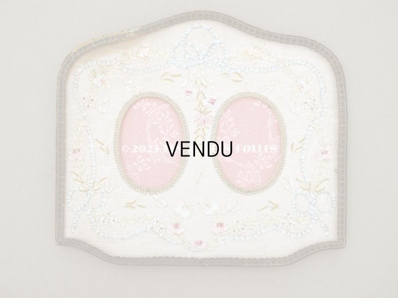 画像3: アンティーク リボン刺繍のフォトフレーム 　リボン＆薔薇のガーランド ダブルフレーム