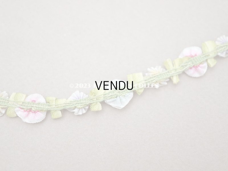 画像6: アンティーク シルク製 4色の薔薇のロココトリム ロココリボン 