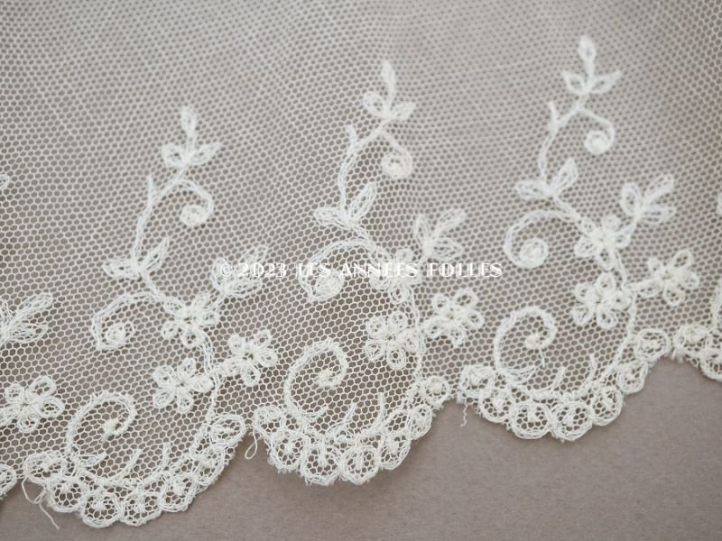 画像4: アンティーク 花の刺繍入り 幅広レース アイボリー 幅13cm