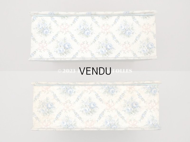 画像7: アンティーク カルトナージュボックス  ブルーの薔薇＆ピンクのリボン