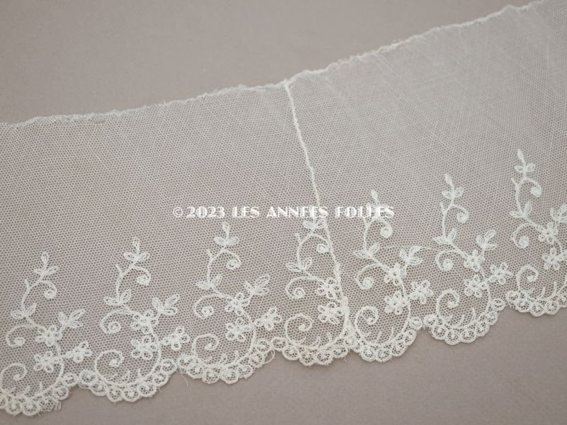 画像6: アンティーク 花の刺繍入り 幅広レース アイボリー 幅13cm