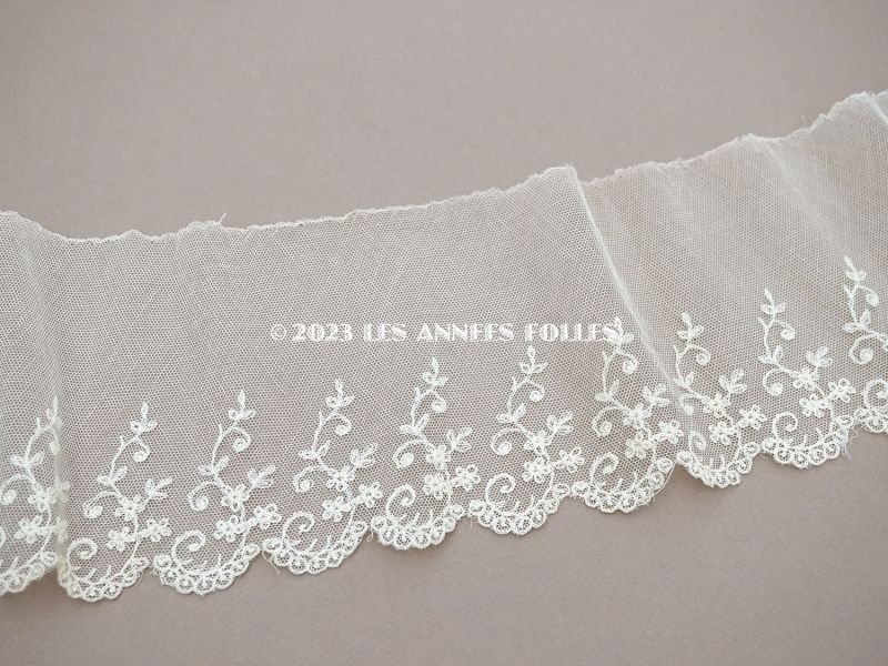 画像3: アンティーク 花の刺繍入り 幅広レース アイボリー 幅13cm