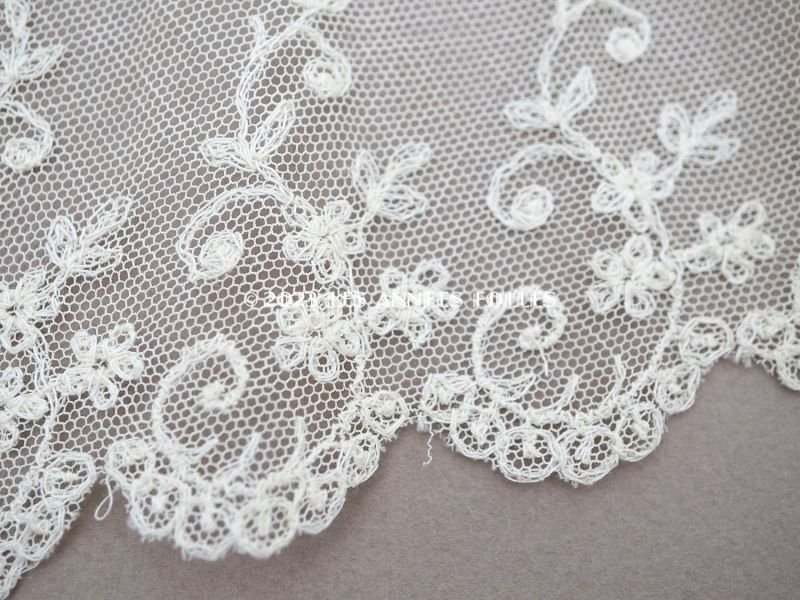 画像5: アンティーク 花の刺繍入り 幅広レース アイボリー 幅13cm
