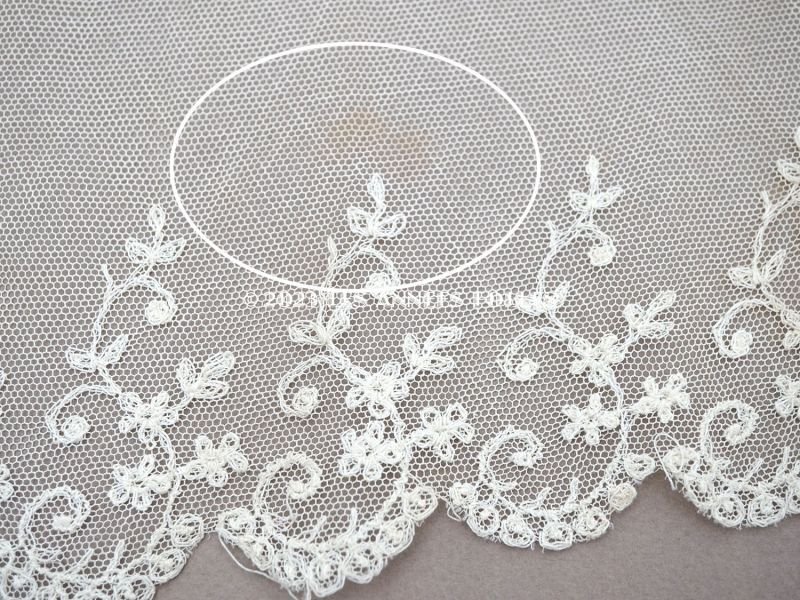 画像9: アンティーク 花の刺繍入り 幅広レース アイボリー 幅13cm
