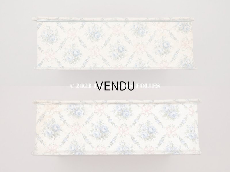 画像6: アンティーク カルトナージュボックス  ブルーの薔薇＆ピンクのリボン