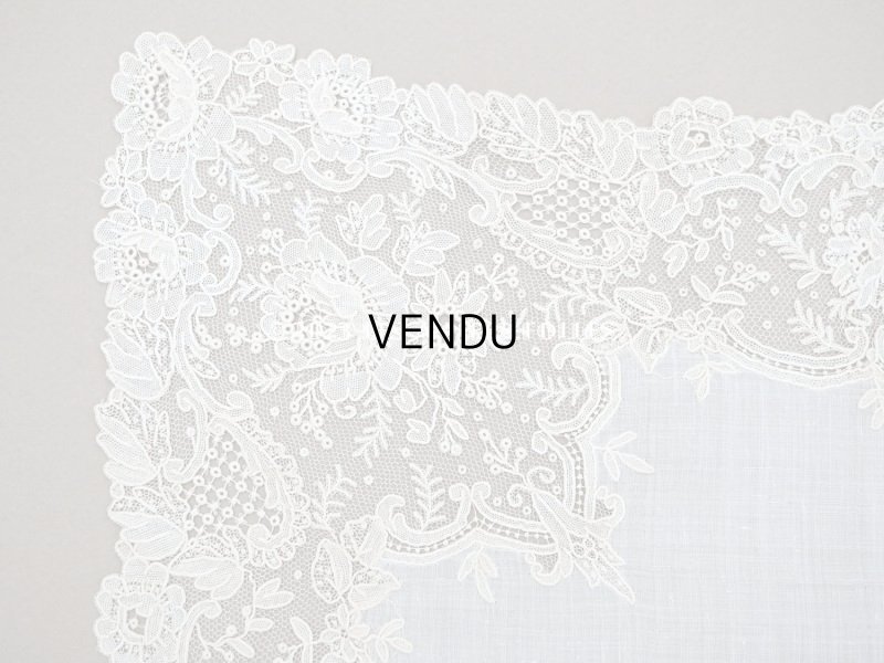 画像5: アンティーク ポワンドローズ  結婚式のハンカチ イニシャル刺繍入り 【ポワン・ド・ローズ】 【ポワン・ド・ガーズ】