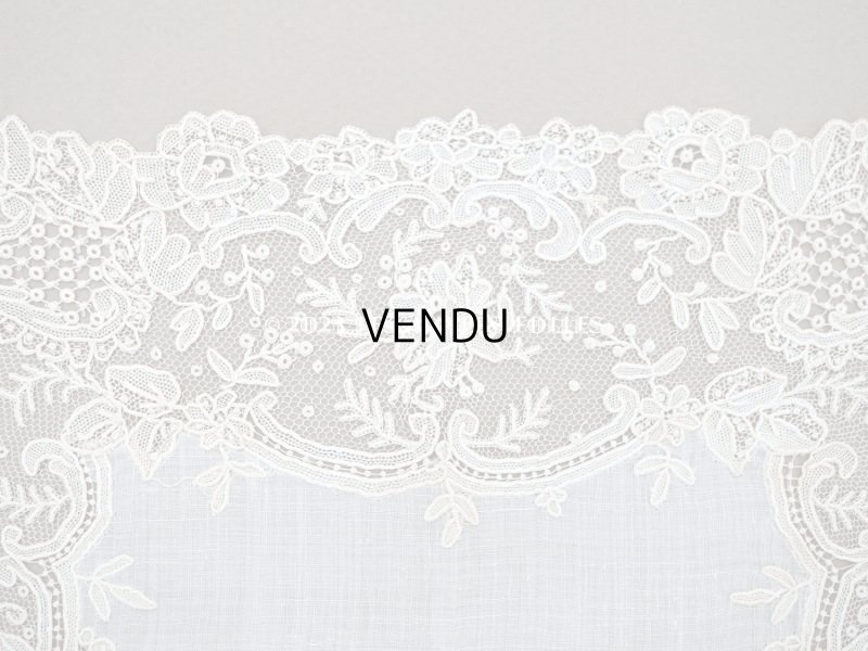 画像6: アンティーク ポワンドローズ  結婚式のハンカチ イニシャル刺繍入り 【ポワン・ド・ローズ】 【ポワン・ド・ガーズ】