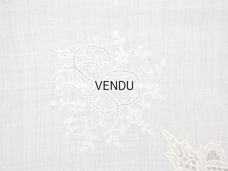 画像4: アンティーク ポワンドローズ  結婚式のハンカチ イニシャル刺繍入り 【ポワン・ド・ローズ】 【ポワン・ド・ガーズ】