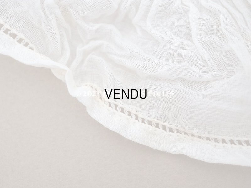 画像6: アンティーク コットンオーガンジーのフリルレース オフホワイト ドット＆ギャザー  64cm　5.4cm幅