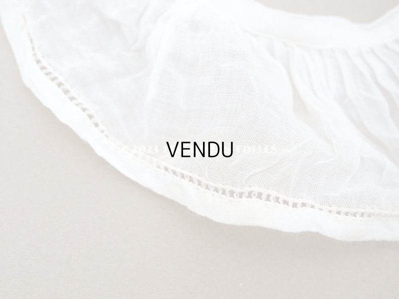 画像5: アンティーク コットンオーガンジーのフリルレース オフホワイト ドット＆ギャザー  64cm　5.4cm幅