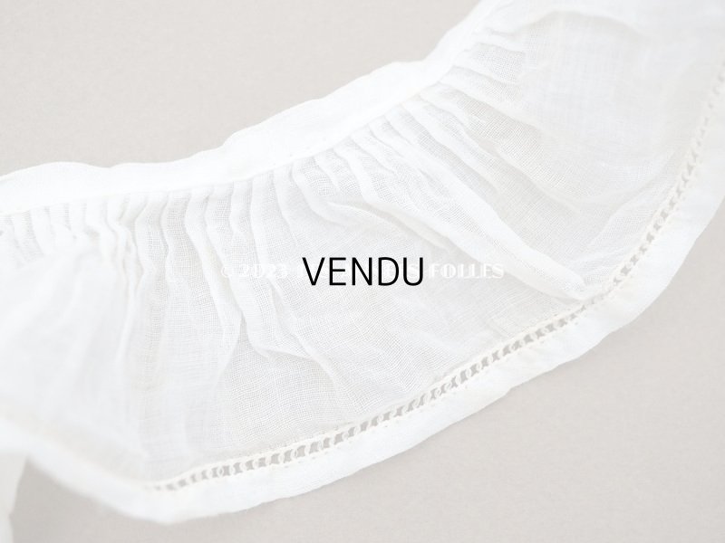 画像3: アンティーク コットンオーガンジーのフリルレース オフホワイト ドット＆ギャザー  64cm　5.4cm幅