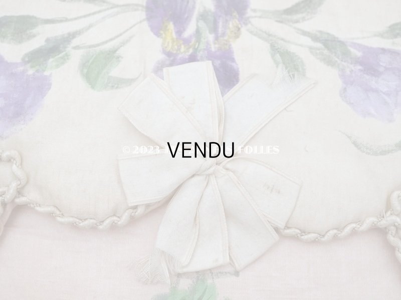 画像4: アンティーク シルク製 小さなハンキーケース 菫&シルクリボン ハンカチ用ポシェット 