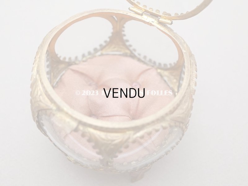 画像9: 19世紀末 アンティーク ジュエリーボックス 　スモーキーなピーチピンク シルク製クッション　