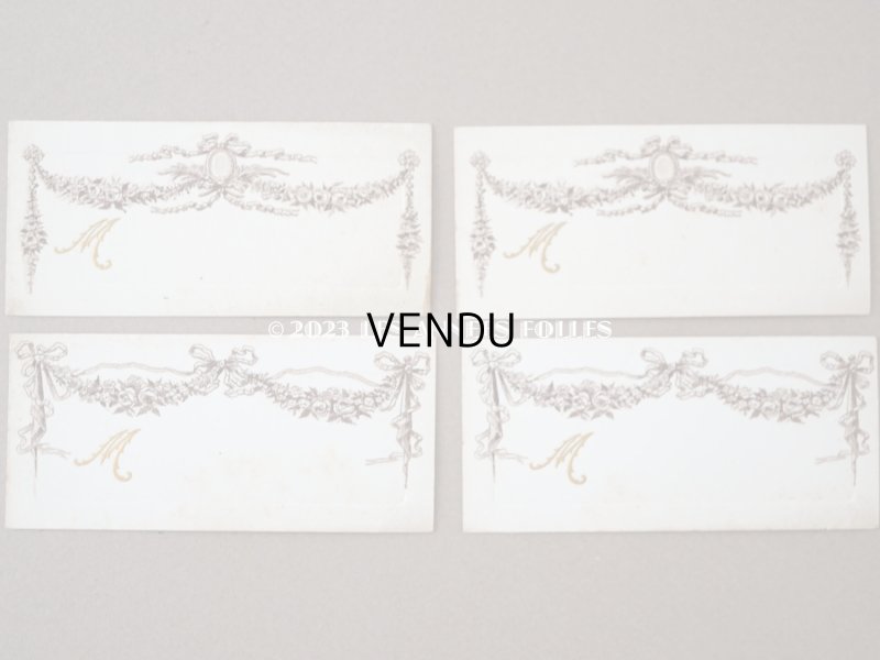 画像5: 未使用 アンティーク ウェディングのネームカード  20枚セット 薔薇&リボンのガーランド ルイ16世スタイル