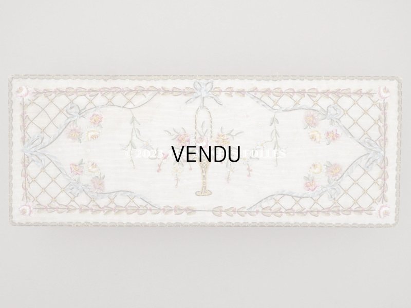 画像3: アンティーク ローズパニエ柄 リボン刺繍のグローブボックス　カルトナージュボックス　