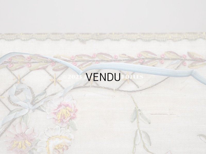 画像11: アンティーク ローズパニエ柄 リボン刺繍のグローブボックス　カルトナージュボックス　