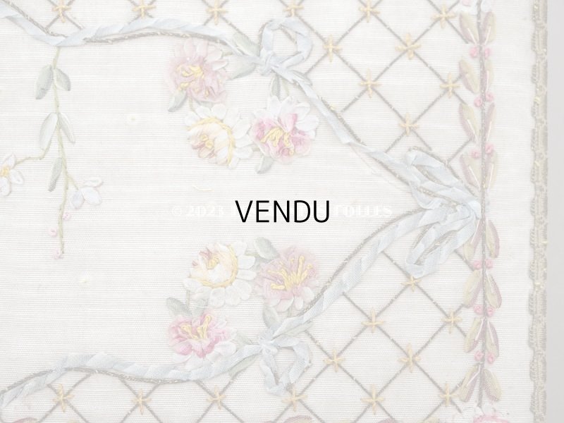 画像5: アンティーク ローズパニエ柄 リボン刺繍のグローブボックス　カルトナージュボックス　