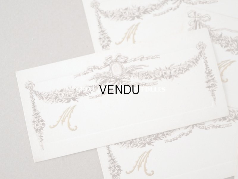 画像4: 未使用 アンティーク ウェディングのネームカード  20枚セット 薔薇&リボンのガーランド ルイ16世スタイル